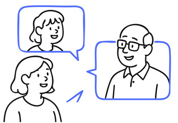 Happy People in Speech Bubbles Communicating