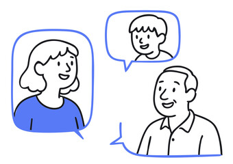 Happy People in Speech Bubbles Communicating