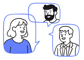 Happy People in Speech Bubbles Communicating