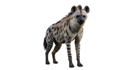Striking Spotted Hyena Standing Proudly Detailed Fur and Intense Gaze