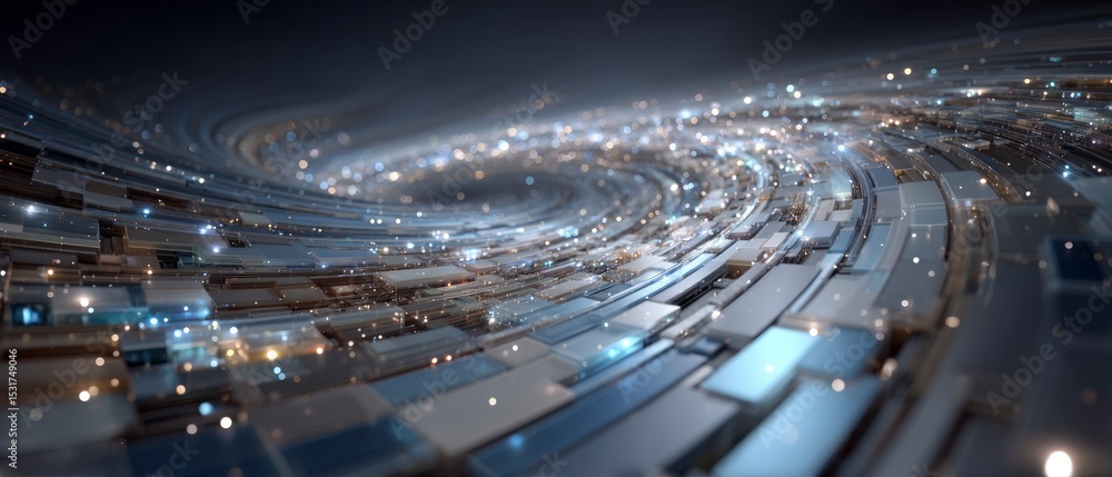 Poster futuristic abstract swirl tech background 3d render golden lights