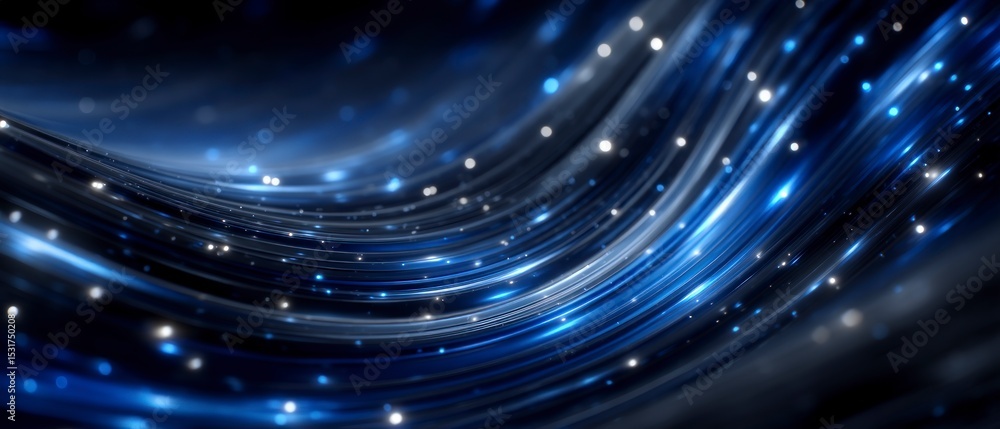 Poster futuristic blue abstract background dynamic shiny lines glowing particles dark texture