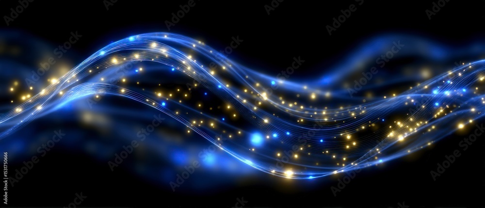Poster abstract blue wave background glowing particles dynamic design high resolution image