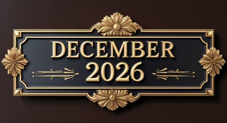 december 2026 engraved text lettering on gold name plate sign