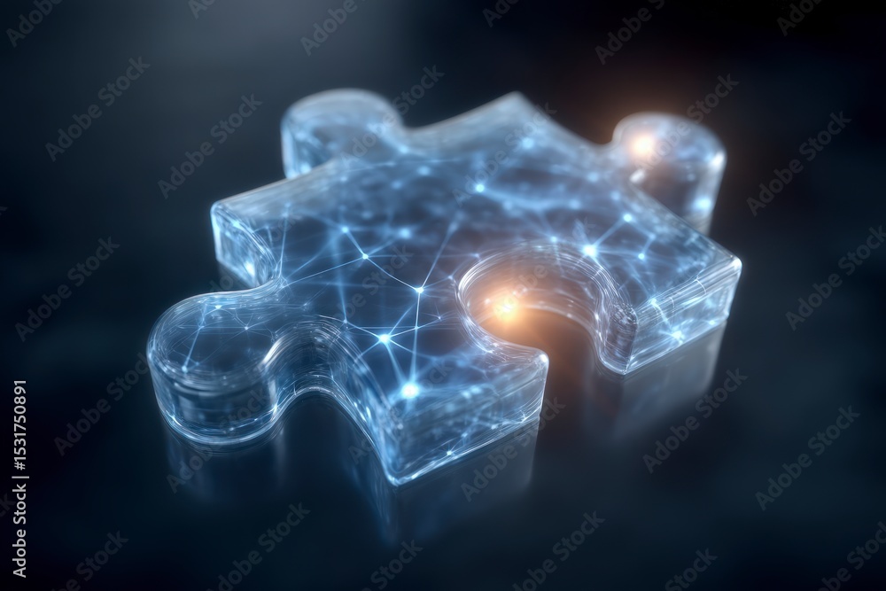 Aufkleber digital puzzle piece innovation connection solution technology network