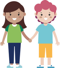 best friends holding hands vector