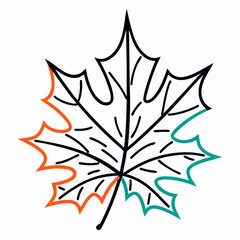 Autumn Maple Leaf Line Art Illustration