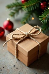 Rustic wooden Christmas gift box, natural twine bow , christmas gift box, box, ribbon