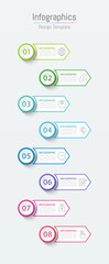 Infographic 8 options design elements for your business data. Vector Illustration.