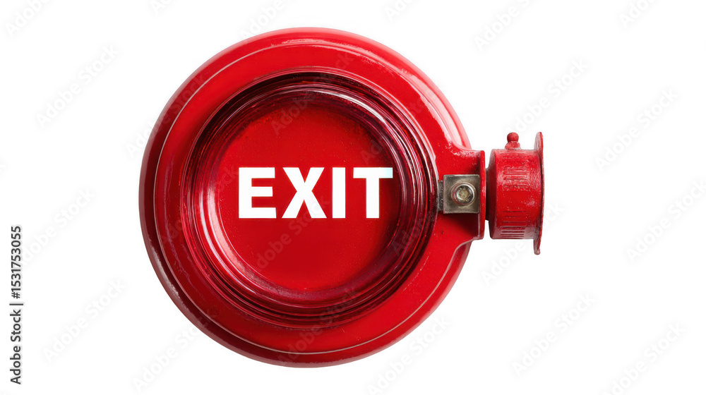 Poster red exit sign with transparent background indicating escape route, providing guidance and ensuring s