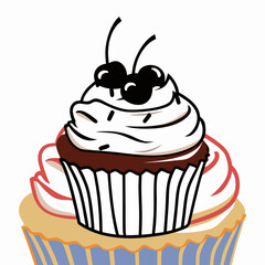 Delicious Chocolate Cupcake with Cherries Topping