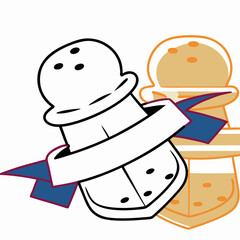 Salt and Pepper Shaker Clipart, Line Art, Restaurant Icon