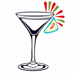 Stylish Martini Cocktail Illustration, Graphic Design