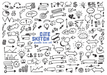 Business doodle elements. Vector illustration in line