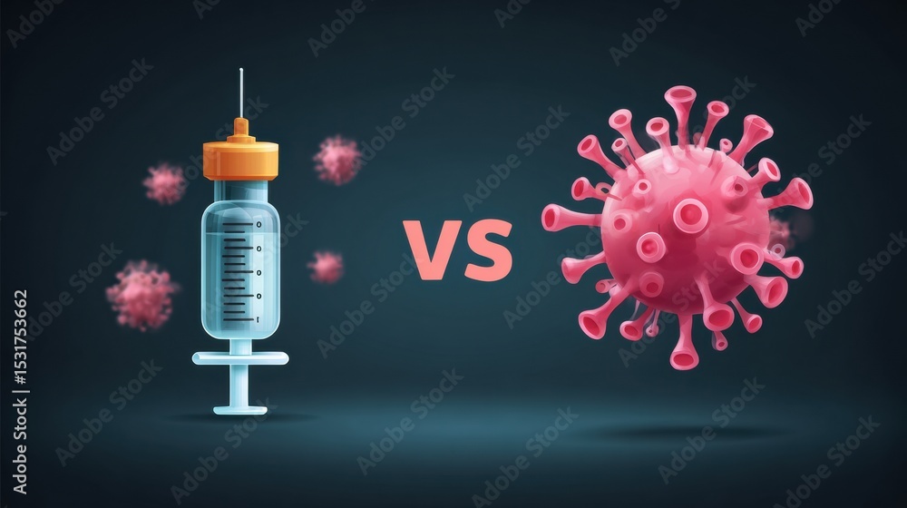 Fototapete vaccine versus virus comparison chart illustrates effectiveness and mechanisms in a clear visual for