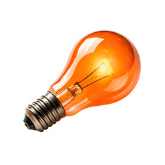 Brilliant Orange Lightbulb: Illumination and Innovation on transparent background