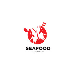 seafood restaurant crab and tuna fish for restaurant and eatery logo vector template