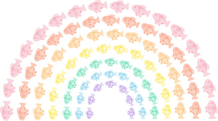Cute Semi-Circle Rainbow with Colorful Pastel Fish