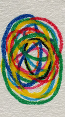 multi - layer circular lines drawn with colorful crayons.