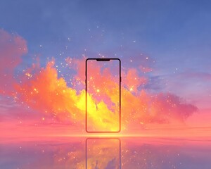 Smartphone Notification Explosion with Glowing Icon