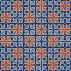 Fototapeta premium A geometric flower pattern, a blue color interchangeable with dark brown, vector pattern, used for wallpapers, tiles, etc.