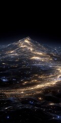 Fototapeta premium Night Lights Mountain Range Landscape Golden Hour Cityscape Aerial View