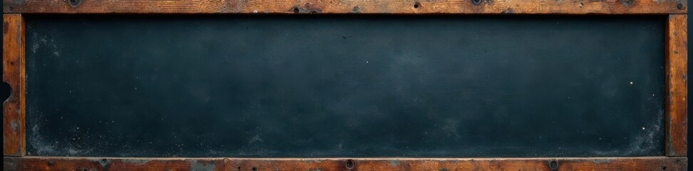 Rustic blackboard on weathered wood grain background, vector, classroom, aged