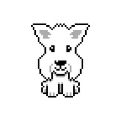 Pixel art cute maltese dog vector in retro style