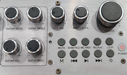 Audio Mixer Control Panel Close-Up