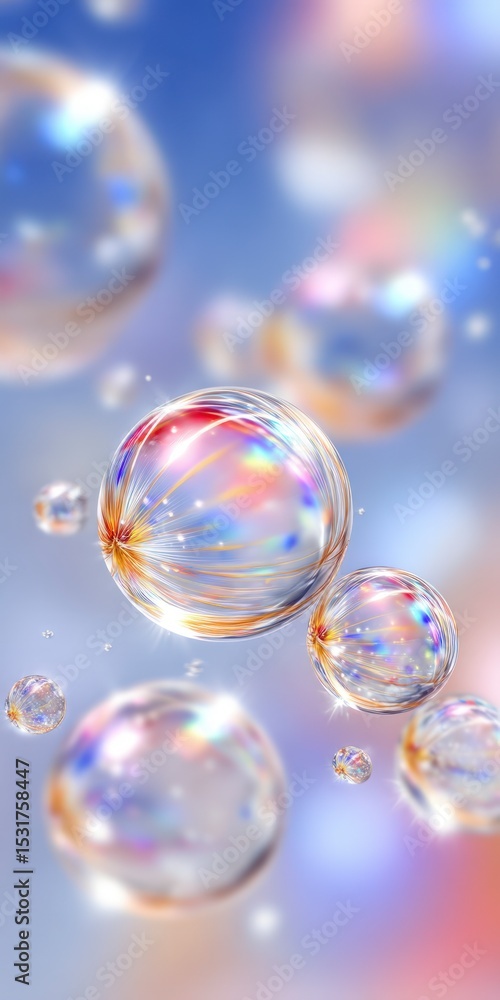 Poster iridescent bubbles abstract background soft light colorful interference high resolutio