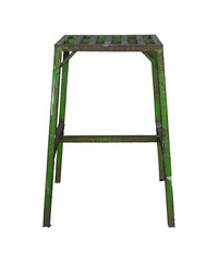 rusty green metal chair isolated