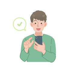スマホをチェックする男性のイラスト