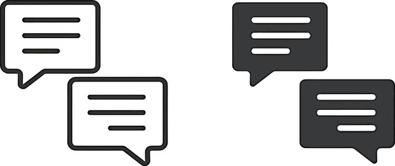 Chat Bubble Icons – Outline and Filled Message Vector Symbols for UI and UX Design