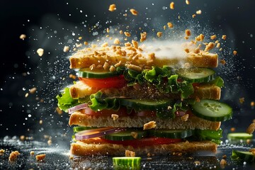 Exploding Vibrant Veggie Delight: A Dynamic Burst of Fresh Ingredients in Mid-Air