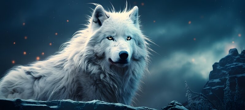 Galaxy Version of white wolf world , ai generative