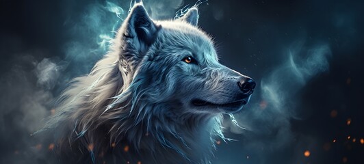 Galaxy Version of white wolf world , ai generative