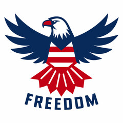 Obraz premium Patriotic bald eagle with american flag design