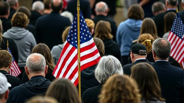 A solemn gathering honoring national pride and unity.