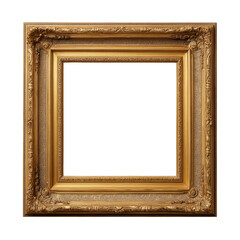 Ornate gold picture frame isolated on transparent background