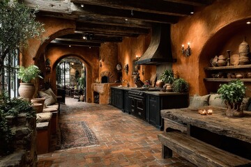 Cozy Rustic Kitchen with Warm Earthy Tones and Natural Decor