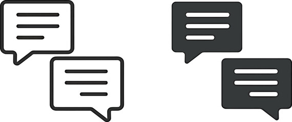 Chat Bubble Icons – Outline and Filled Message Vector Symbols for UI and UX Design
