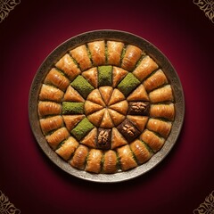 An overhead shot of a large tray of assorted traditional Turkish baklava