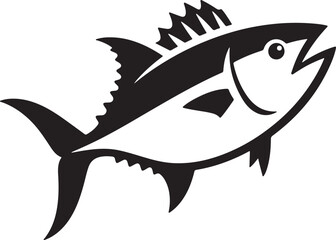Tuna Fish Silhouette Illustration Seafood Design Element Marine Life Art