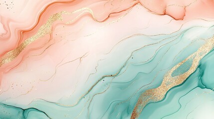Soft pastel marble texture background with pink-white hues, light blue peach and gold accents, elegant minimalist abstract surface for luxury branding, wedding invitations or cosmetic packaging design