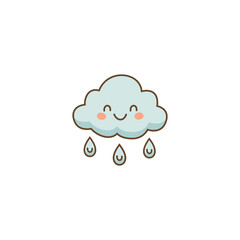 Smiling cartoon cloud icon in soft pastel style, ideal for kids weather books, educational apps, and climate visuals