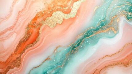 Soft pastel marble texture background with pink-white hues, light blue peach and gold accents, elegant minimalist abstract surface for luxury branding, wedding invitations or cosmetic packaging design