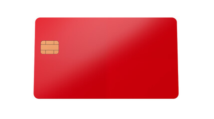 Red Credit Card Mockup with Chip for Financial Design