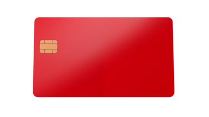 Red Credit Card Mockup with Chip for Financial Design