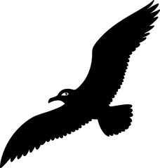 Waterbird Seagull Silhouette - Vector Illustration on Transparent Background