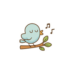 Cute cartoon bird icon in pastel flat style, ideal for kids nature education, spring visuals, and eco-friendly designs